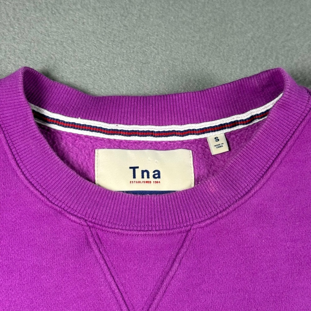 Tna Aritzia Colorblock Sweatshirt Size S Purple White Burgundy Crewneck Fleece - Picture 4 of 12